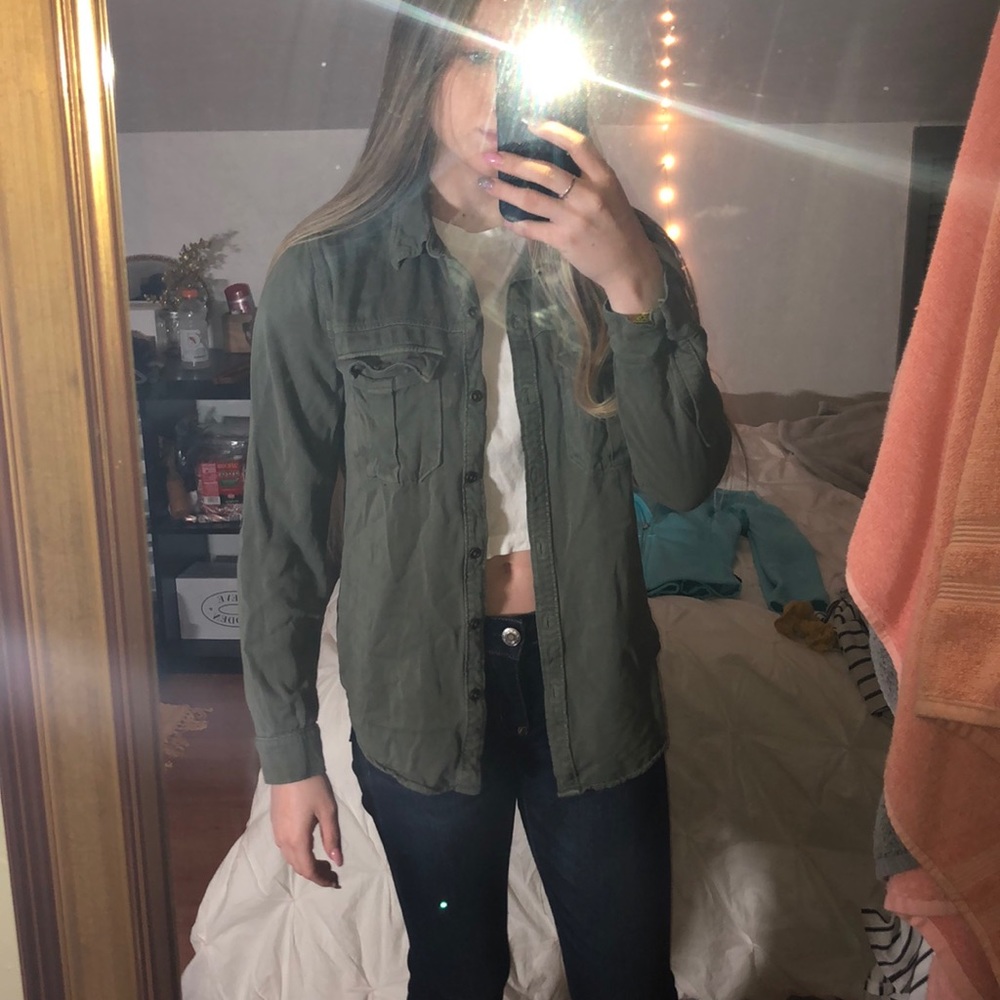 Women’s Olive green button up